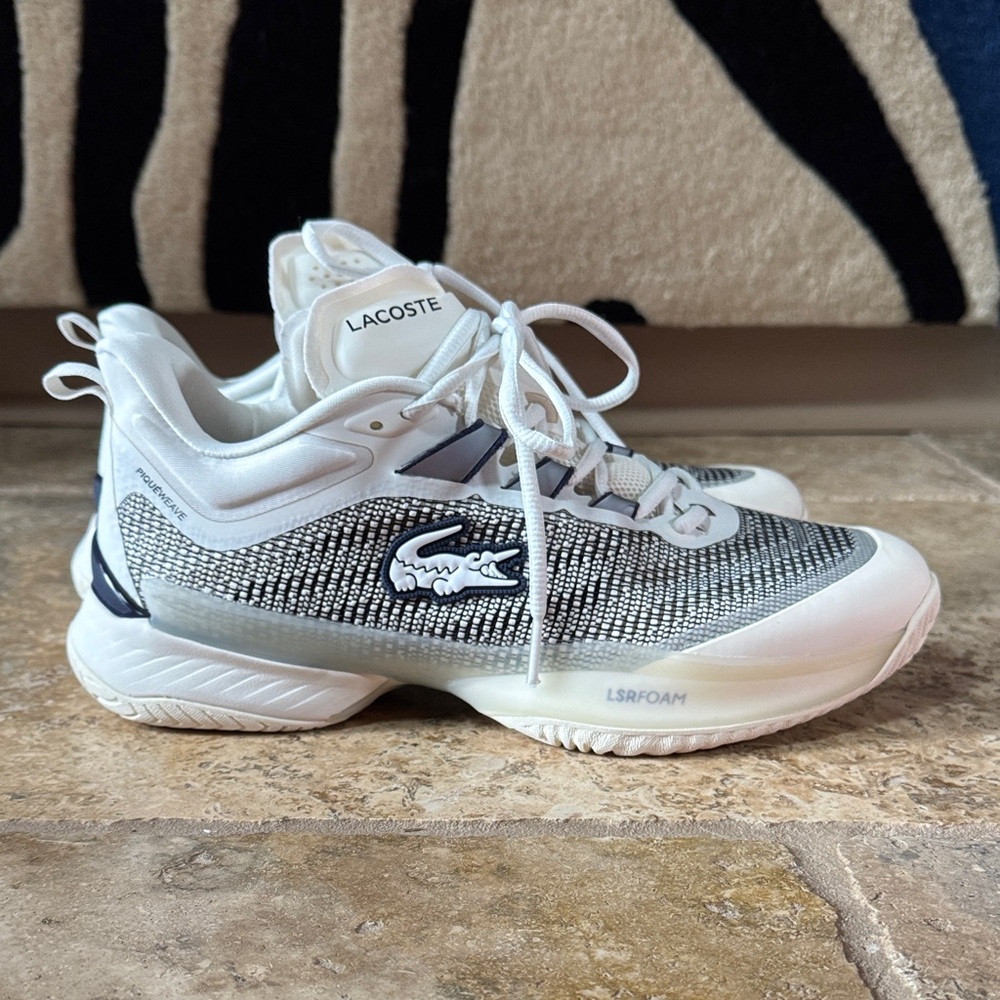 Lacoste White and Gray Athletic Shoes
